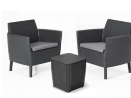 KETER SALEMO BALKONY SET WITH TWO ARMCHAIRS AND LUZON TABLE GRAPHITE 625028_2